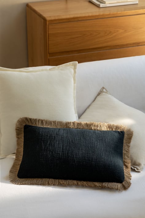 Rectangular cotton cushion (30x50 cm) Paraiba - Black - Beige Nature