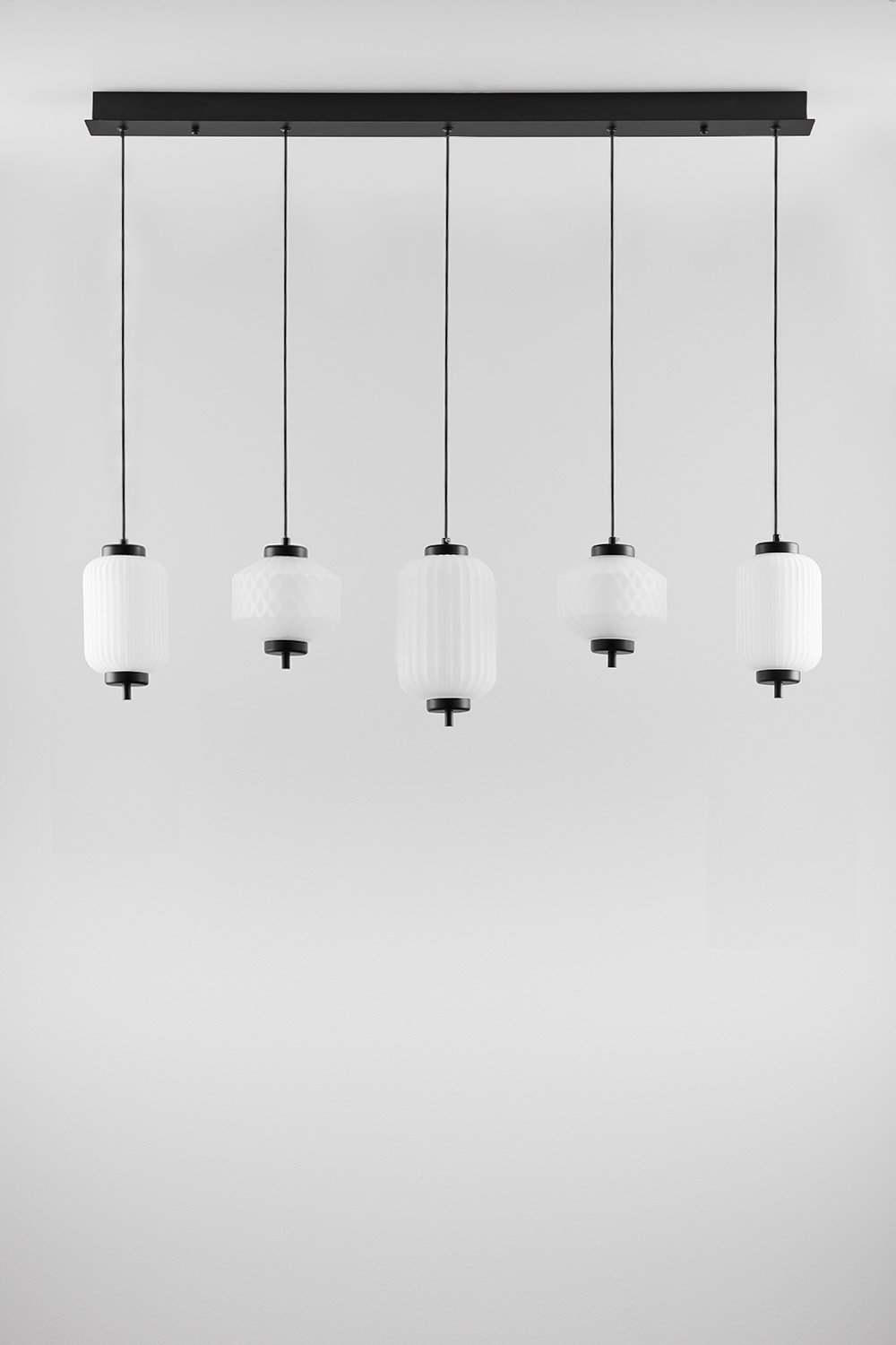 LED ceiling lamp in iron and glass with 5 light points Necsar, gallery image 1