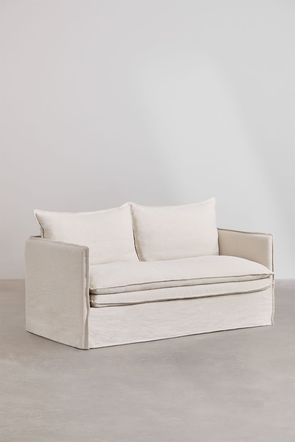 Living room set with 2-seater sofa and armchair in linen and cotton Grace, gallery image 4