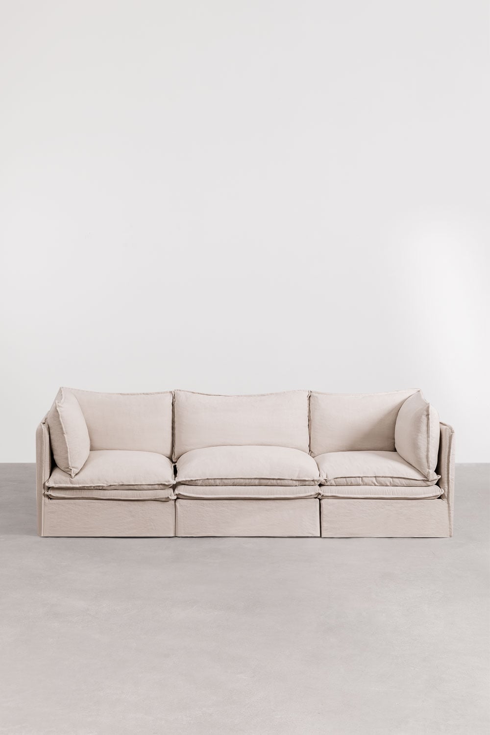Grace 3-piece modular sofa in linen and cotton, gallery image 3