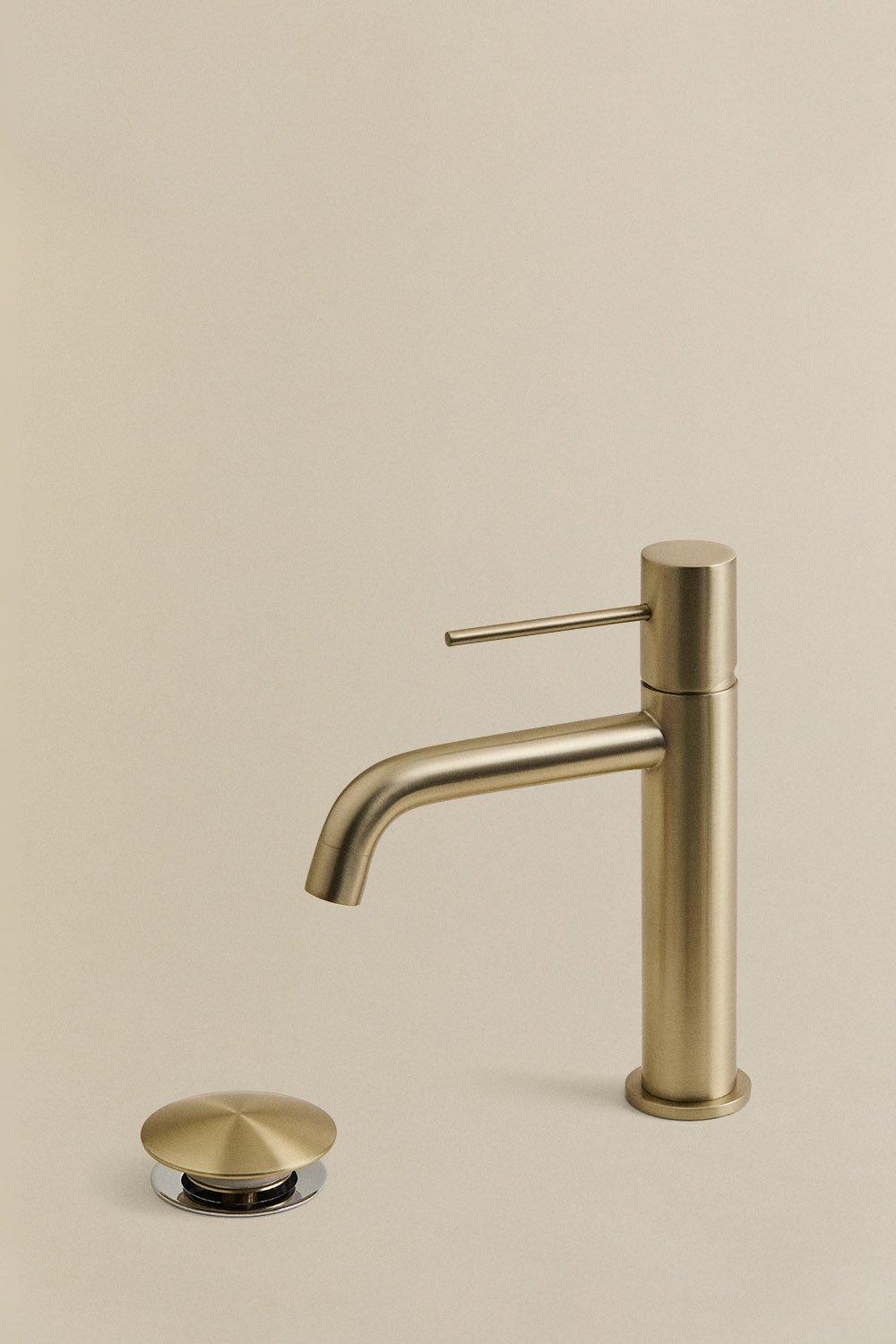 Set of brass sink faucet and drain valve for Click-Clack type sink with overflow Orveta, gallery image 2