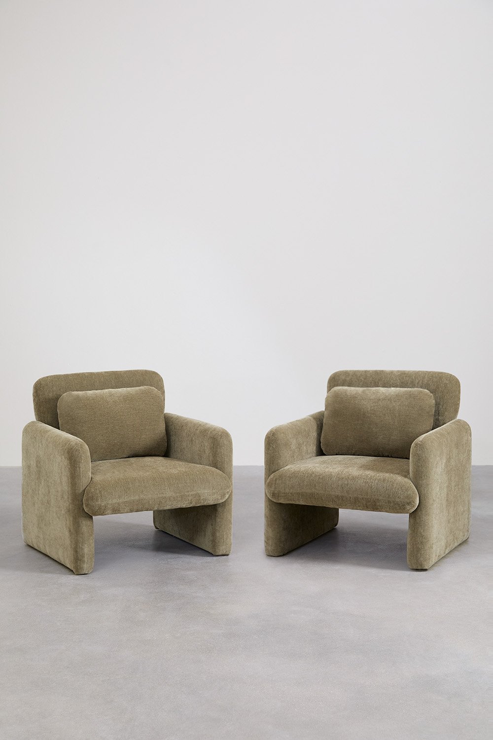 Pack of 2 Jeison chenille armchairs, gallery image 1