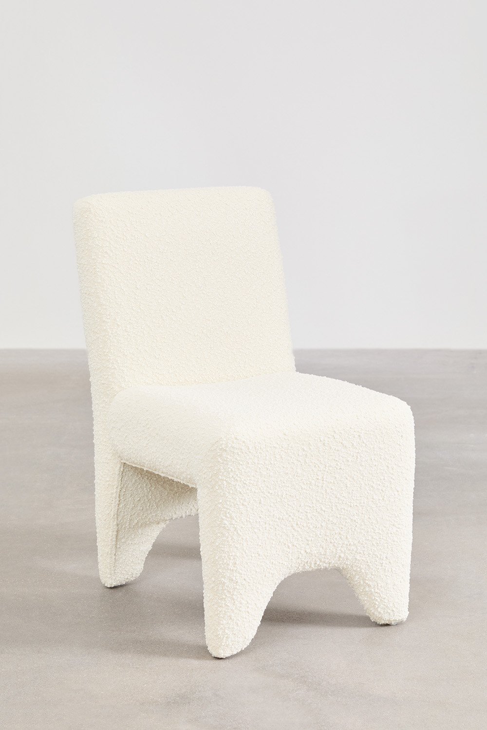 Dining chair in wood and bouclé fabric Kamez, gallery image 2