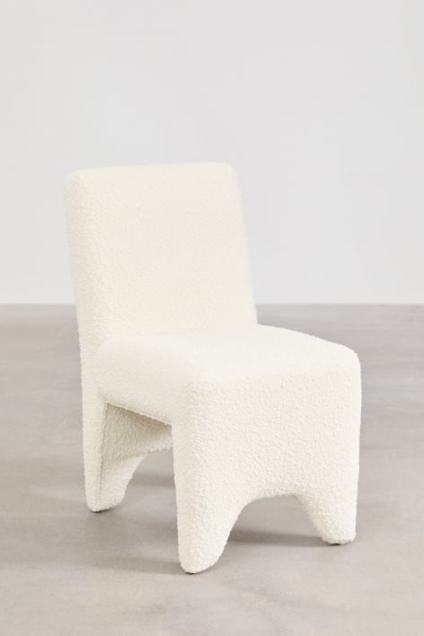 Pack of 4 dining chairs in wood and bouclé fabric Kamez