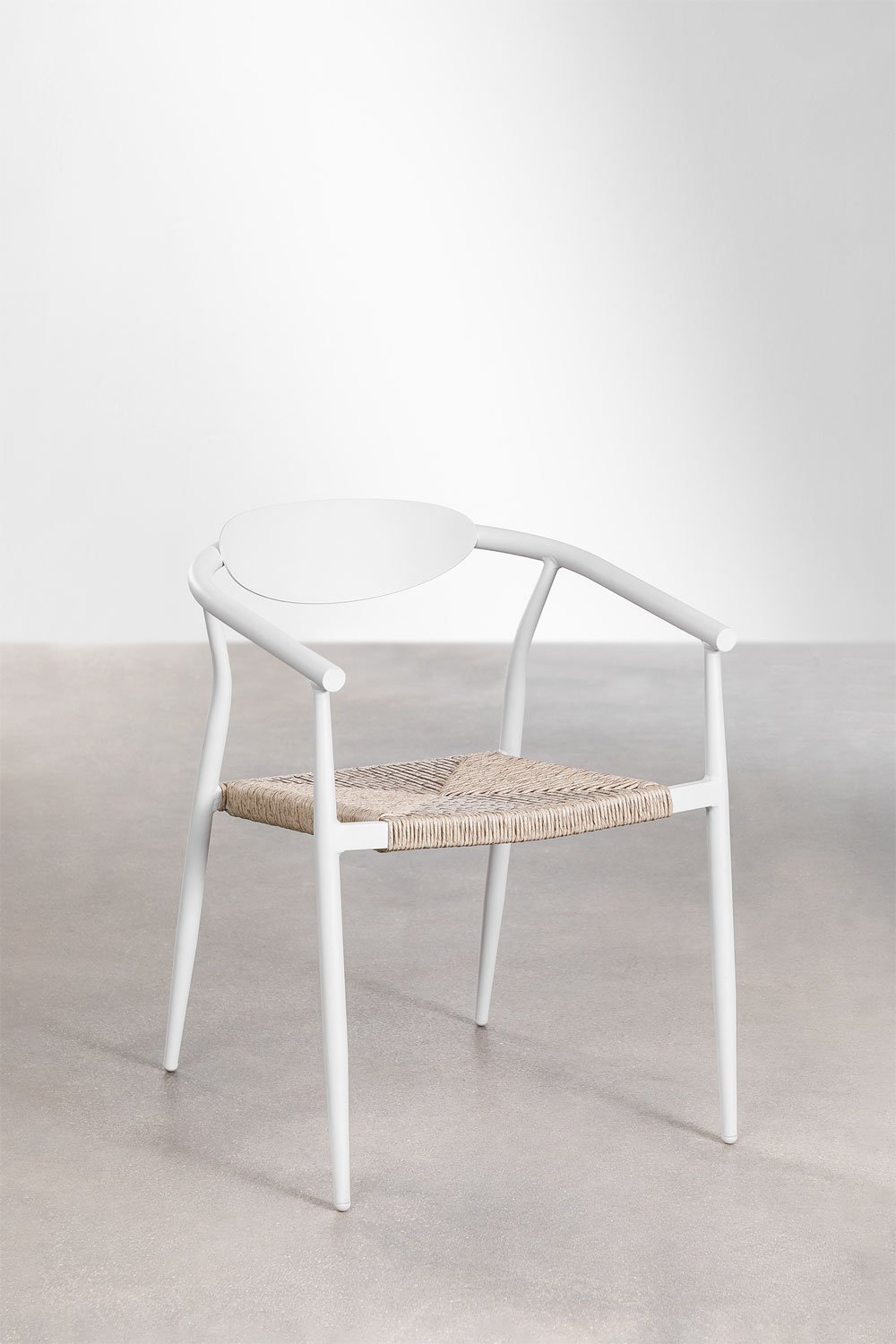 Marsha aluminium & sythetic rattan stackable dining chair with armrest. , gallery image 2