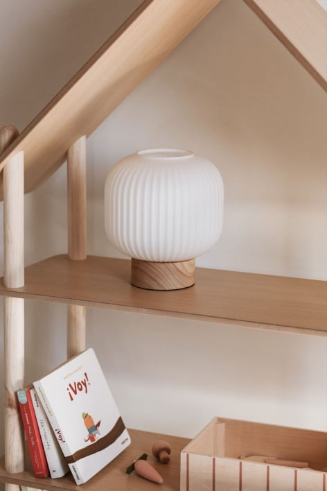 Bruner Wood and Glass Table Lamp