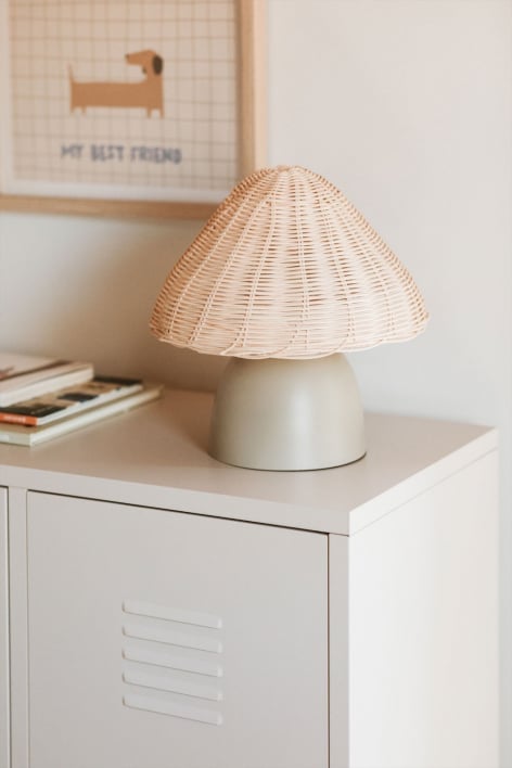 Esmeret rattan and metal table lamp