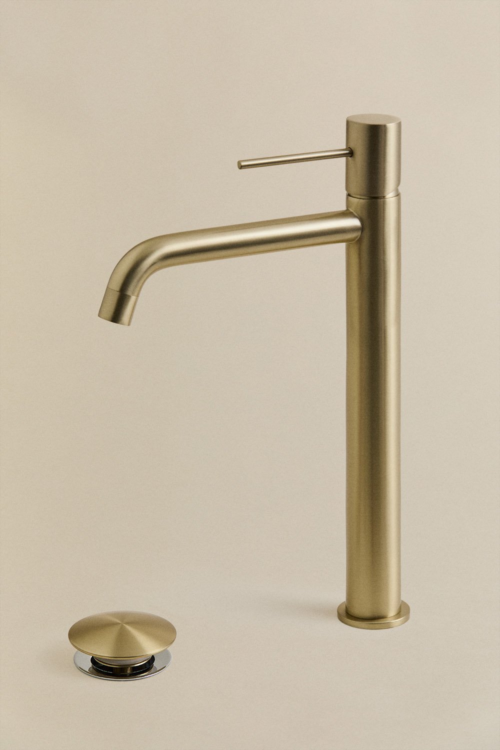 Set of brass sink faucet and drain valve for Click-Clack type sink without overflow Orveta, gallery image 1