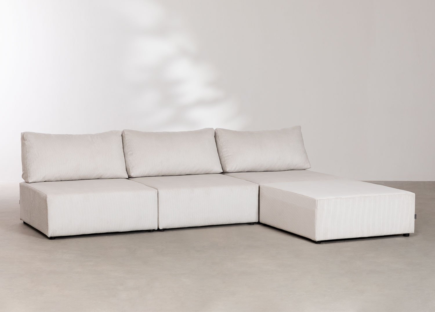 3 Piece Corduroy Modular Sofa & Pouffe Kata, gallery image 1