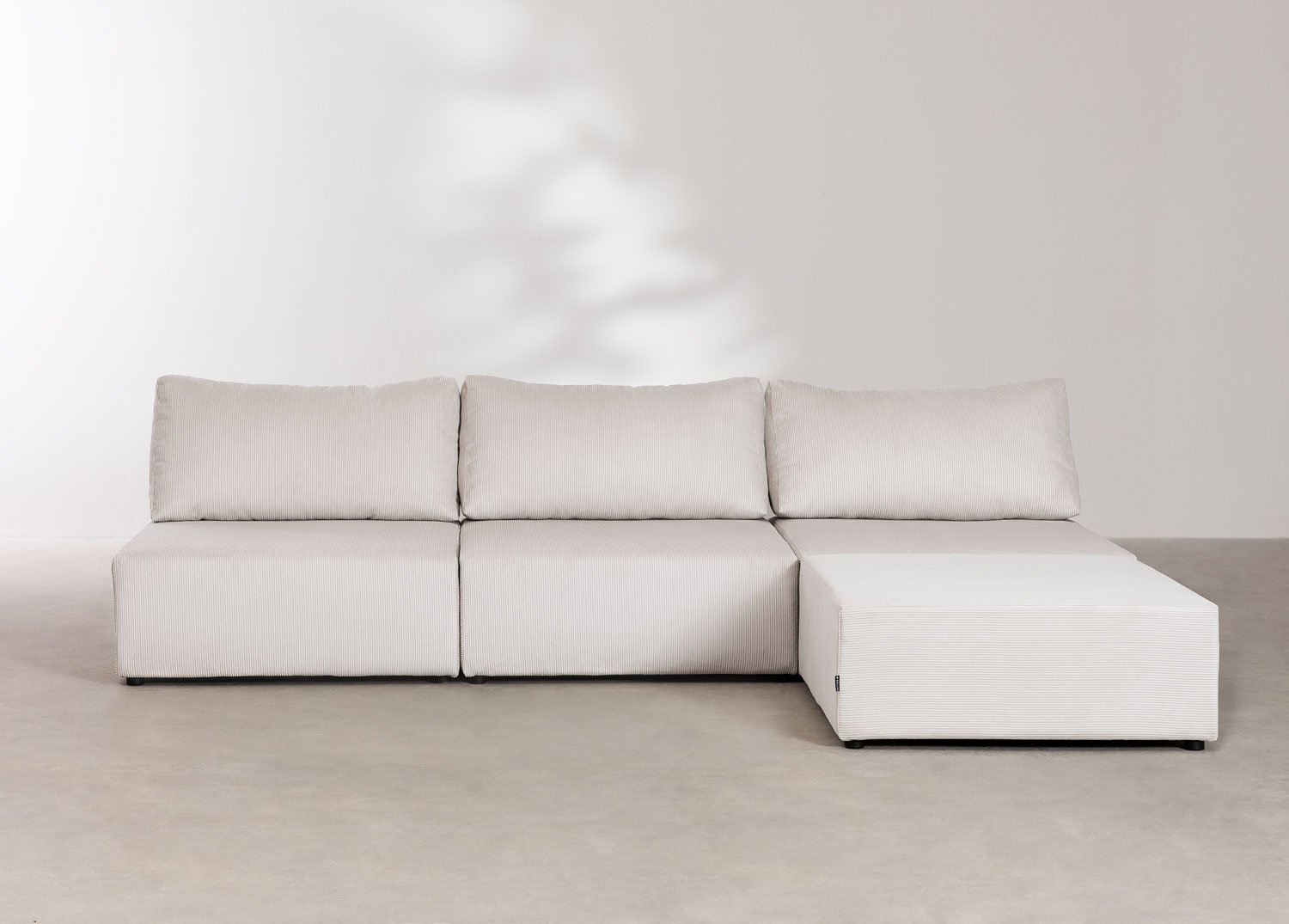 3 Piece Corduroy Modular Sofa & Pouffe Kata, gallery image 2