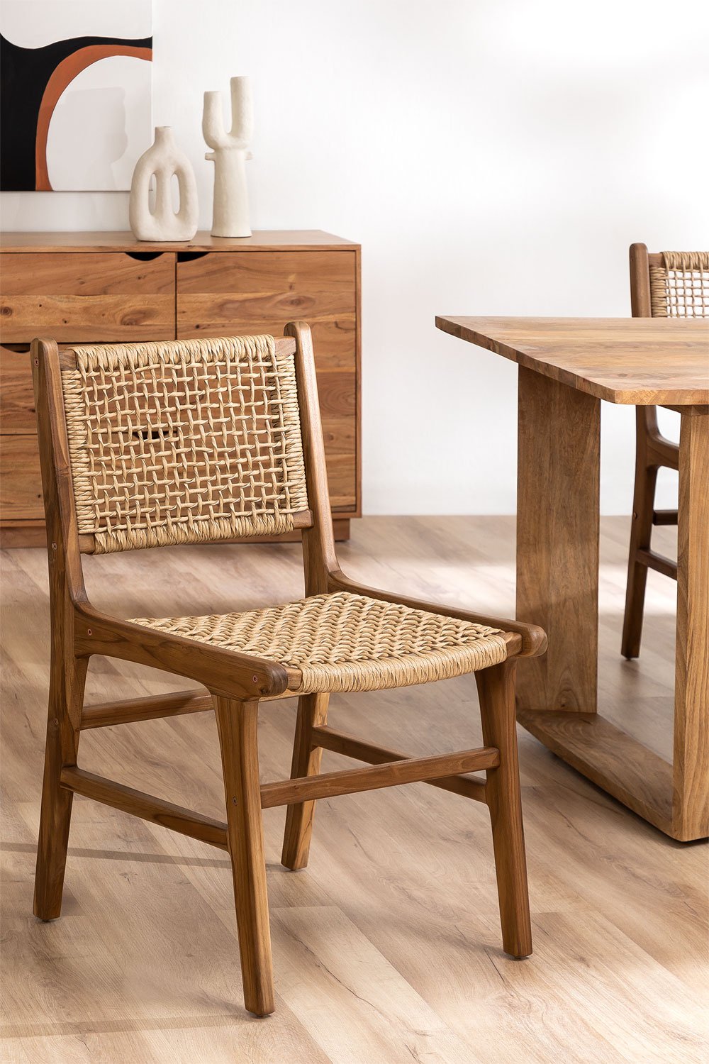 Pack of 2 dining chairs in Malmo teak wood, gallery image 1