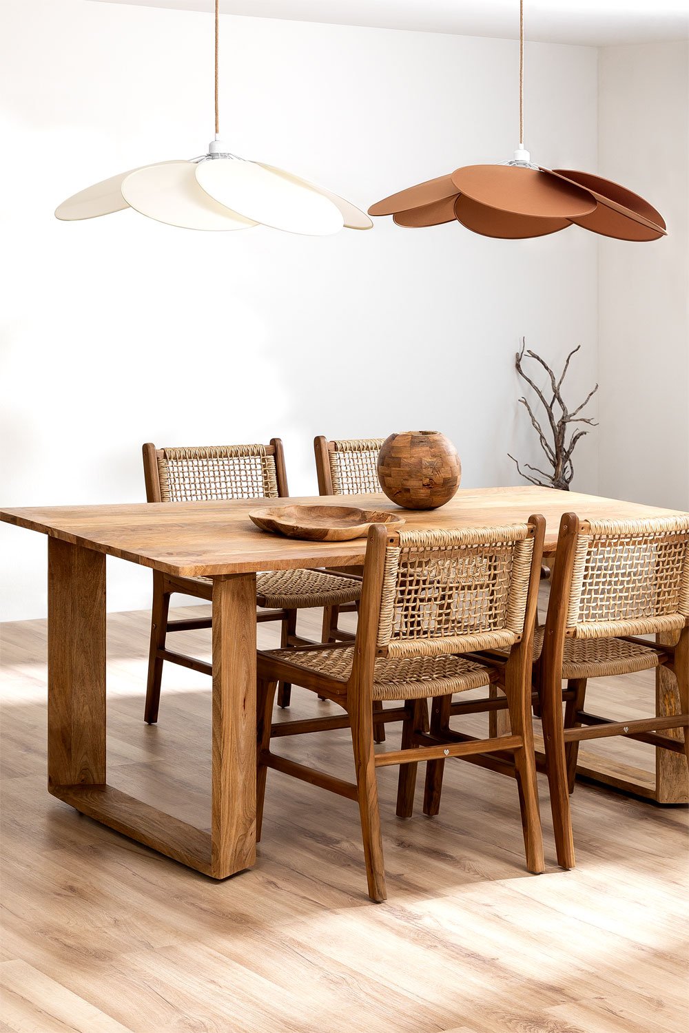 Pack of 4 dining chairs in Malmo teak wood, gallery image 2