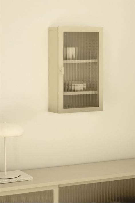 Wall display case in steel and glass Paoline