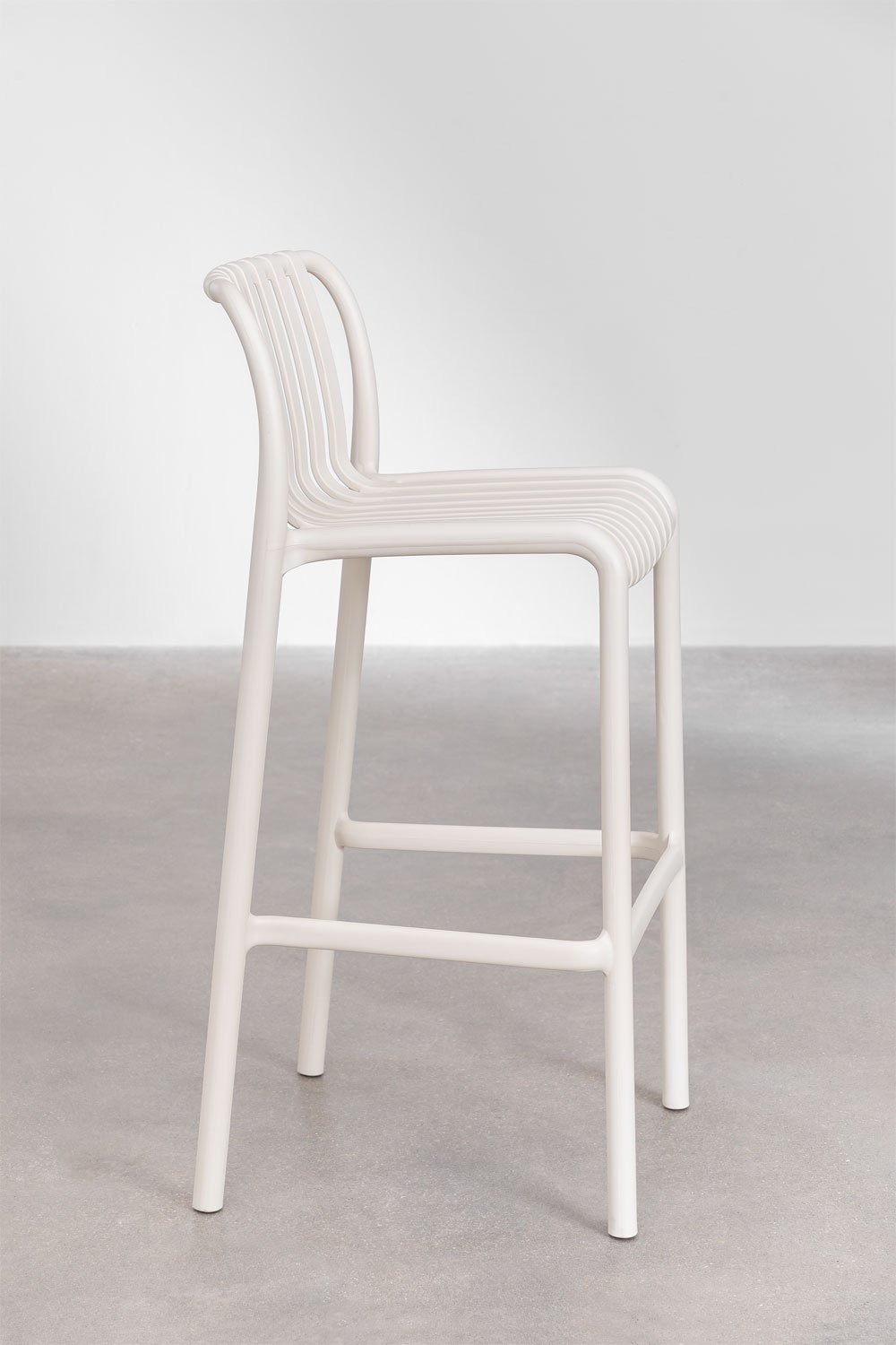 4-Pack garden high stools 75 cm stackable in tapioca beige polypropylene Wendell, gallery image 2
