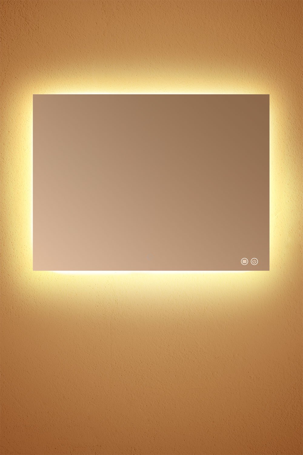 Rectangular bathroom wall mirror with LED light and anti-fog (120x90 cm) Sivren, gallery image 2