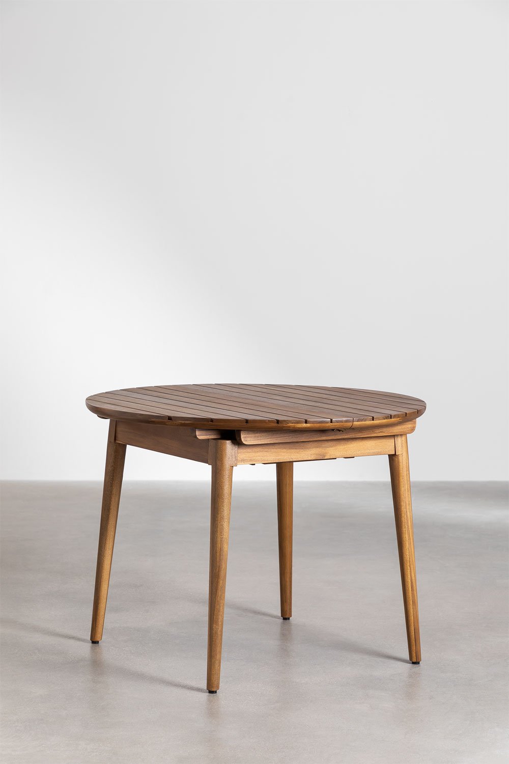 Round extendable dining table in acacia wood (100-136x100 cm) Tenay, gallery image 3316252