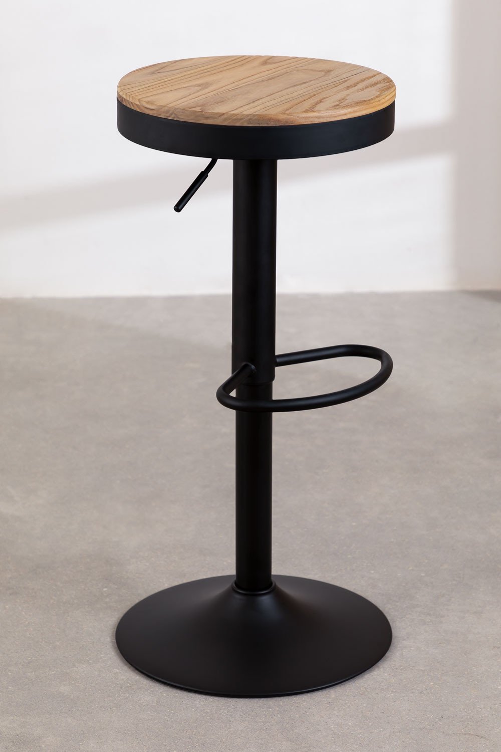 2-Pack adjustable high stools in black steel and elm wood Bardder, gallery image 2