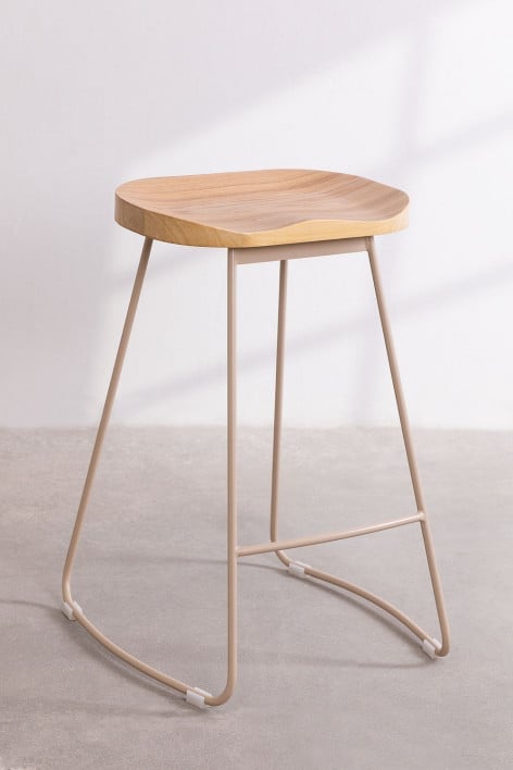 Pack of 2 Steel black elm wood High Stools 65cm Neicol