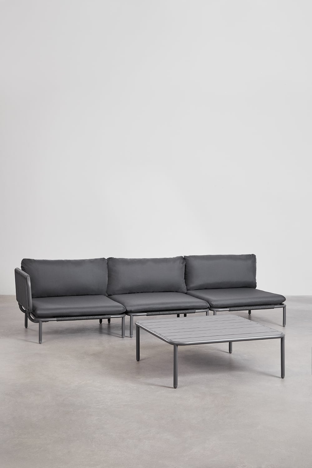 3-Piece Modular Corner Garden Sofa and Roubly Coffee Table, gallery image 1