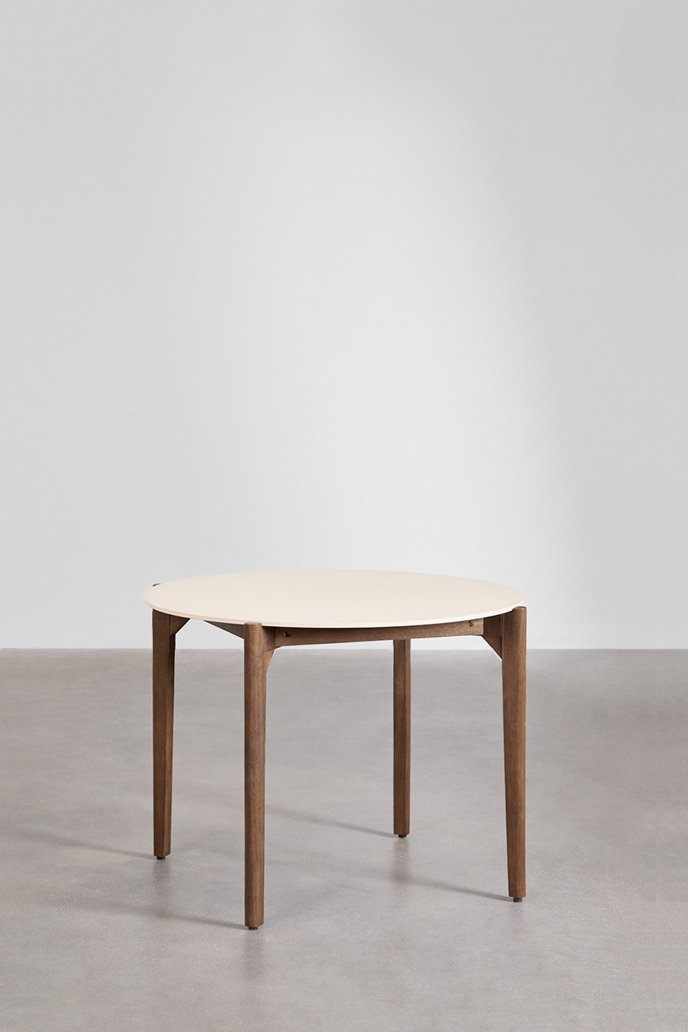 Round dining table in cement and acacia wood (Ø100 cm) Xajul, gallery image 2