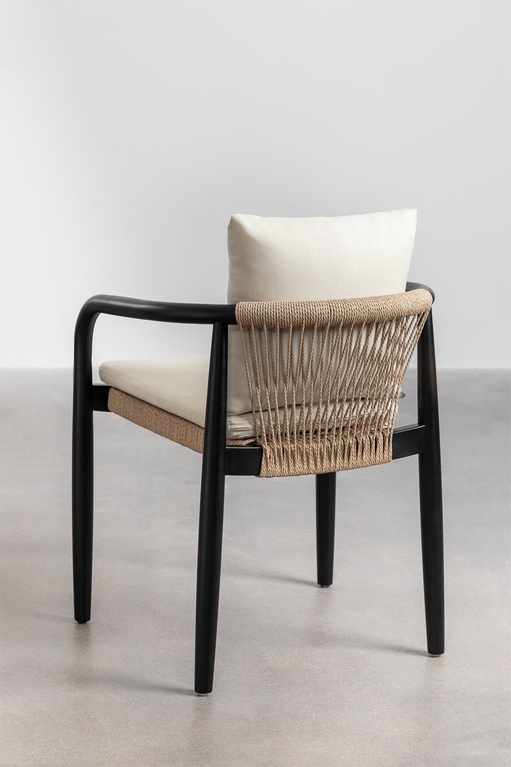 Giulia dining chairs set of 2 with armrests in acacia and woven paper, gallery image 4