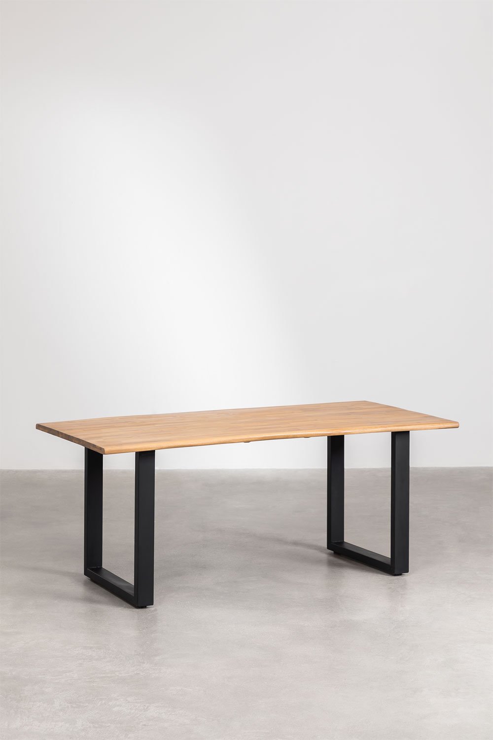 Rectangular dining table in acacia wood and steel (180x90 cm) Maupi, gallery image 1