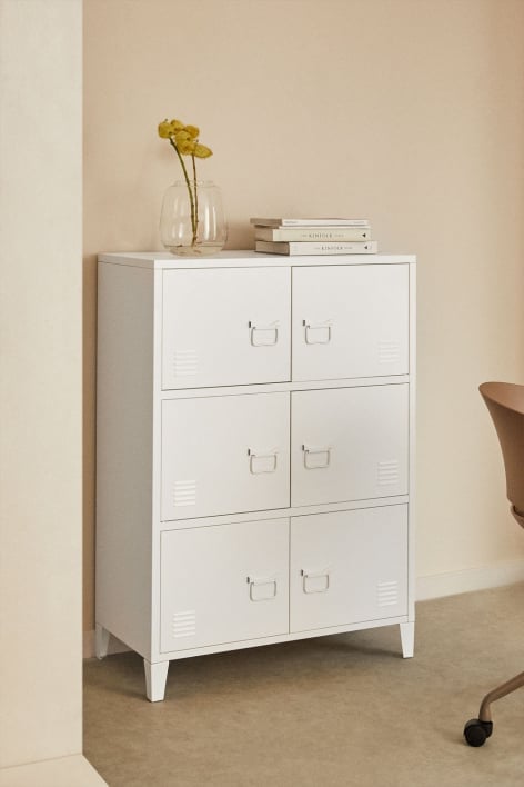 Pohpli 6-Door Steel Locker Drawer - Gardenia White