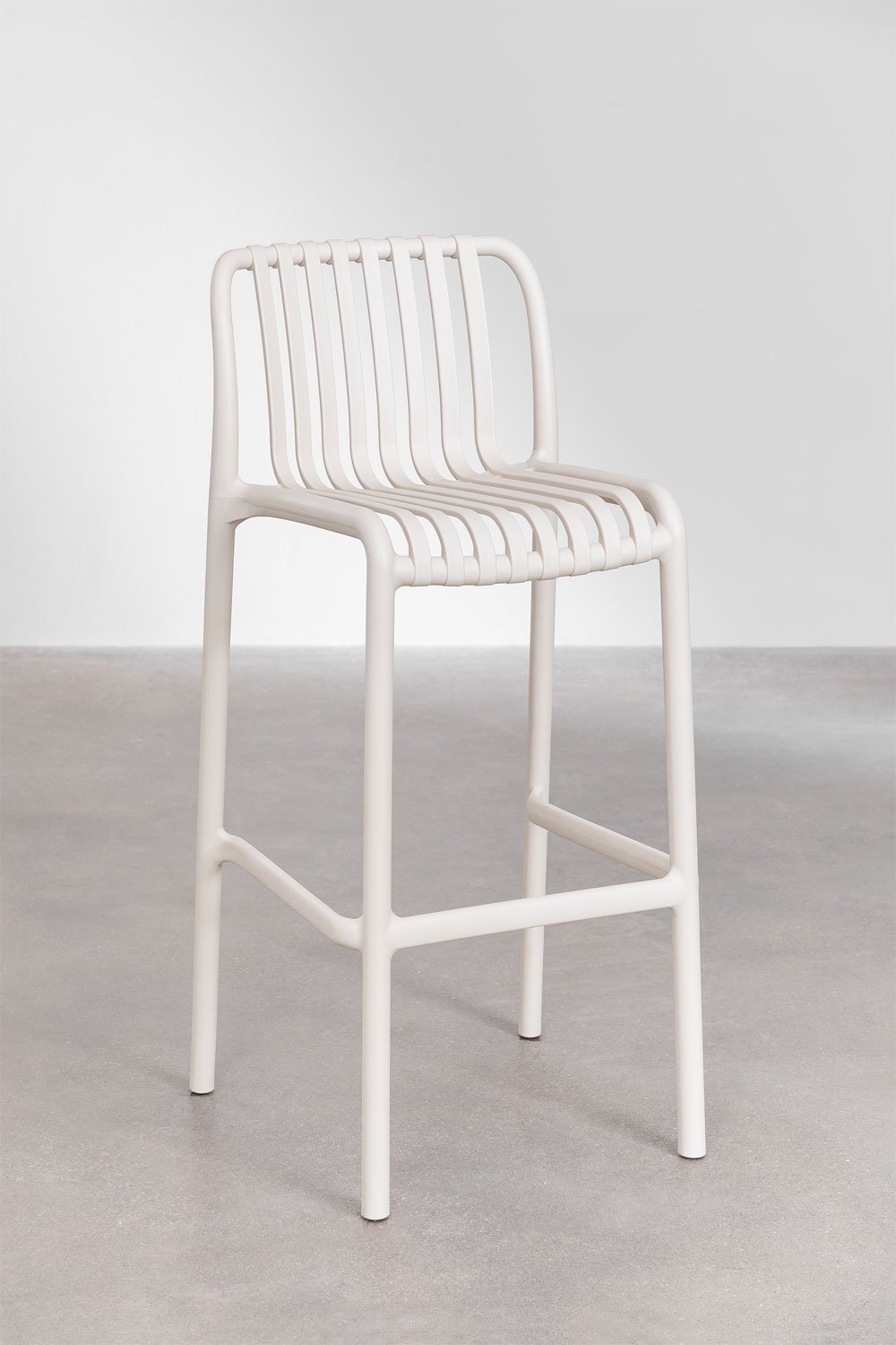 4-Pack garden high stools 75 cm stackable in tapioca beige polypropylene Wendell, gallery image 1