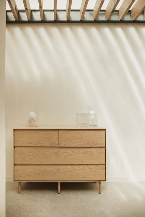 Treveris 6-drawer wooden chest of drawers