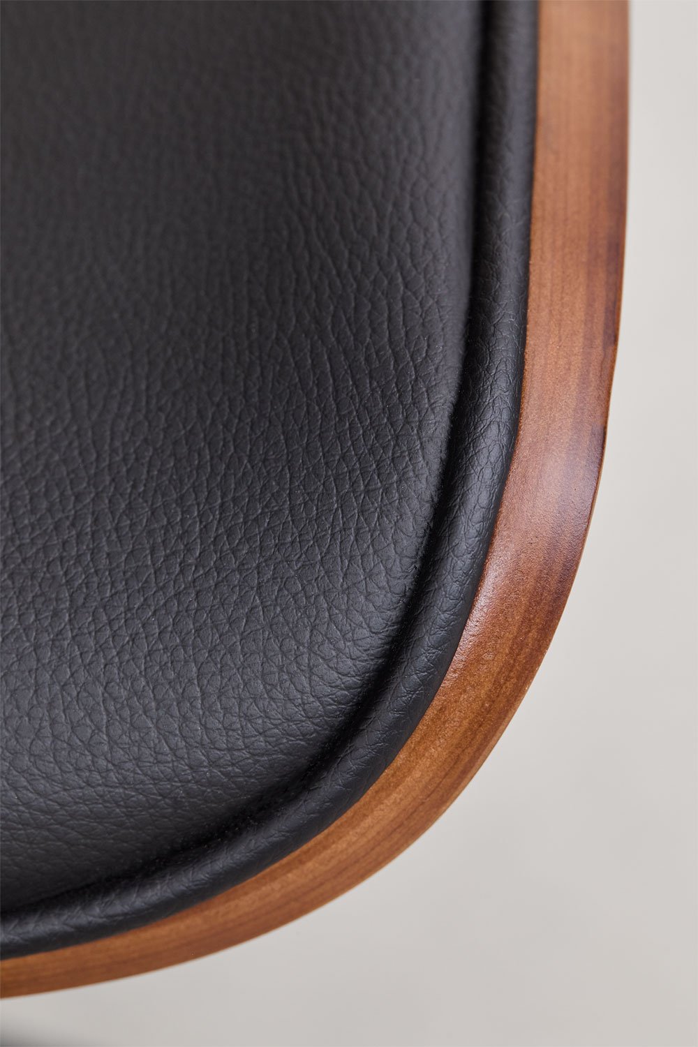 Raysa desk chair with wheels in wood, rattan, and faux leather, gallery image 7