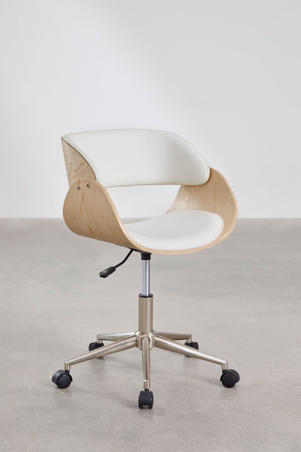 Desk chair with wheels in wood and leatherette Lorete SKLUM