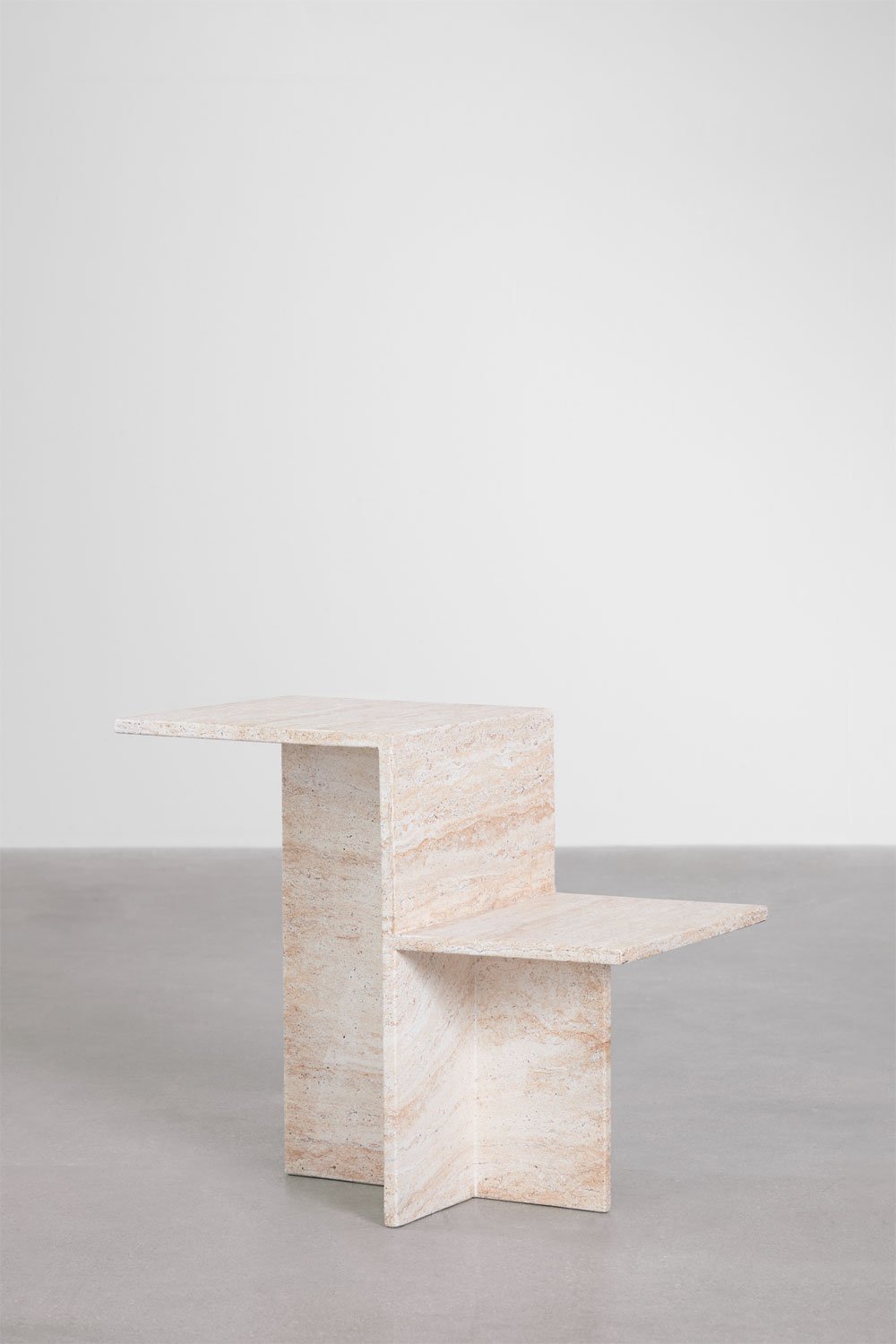 Martina side table in travertine look cement, gallery image 2