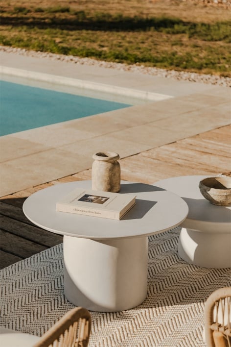 Layana Round Garden Coffee Table in Cement (Ø75 cm)