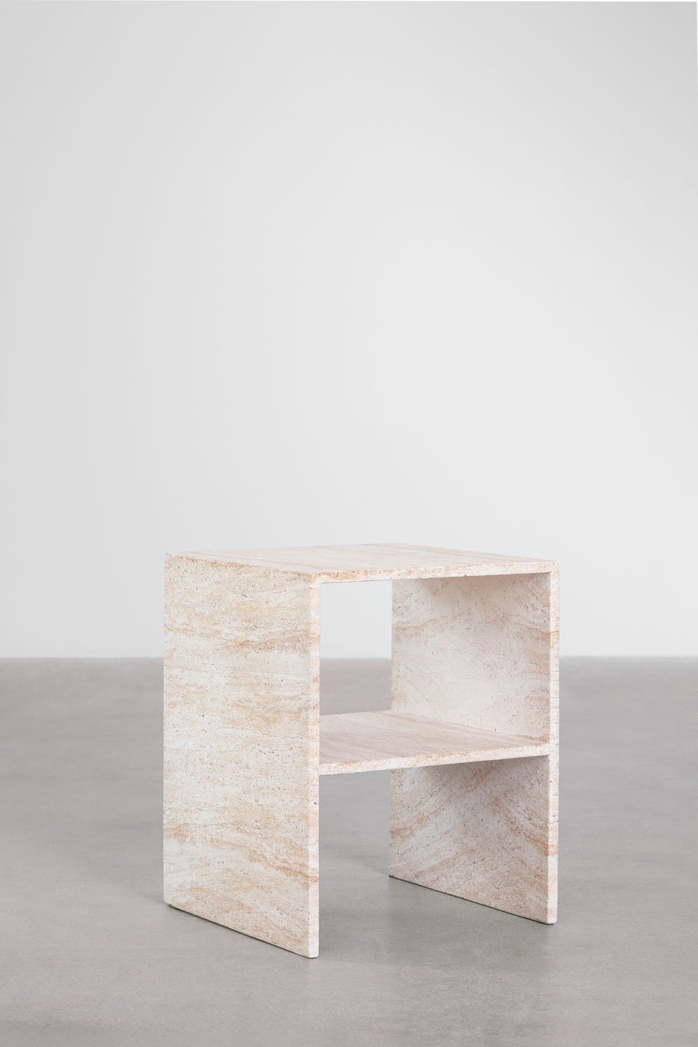 Galia travertine-look cement bedside table, gallery image 2