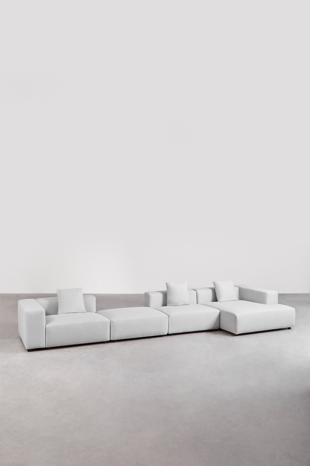 3-piece modular sofa with chaise longue on the right with pouf (↔︎480 cm) Bruna, gallery image 1