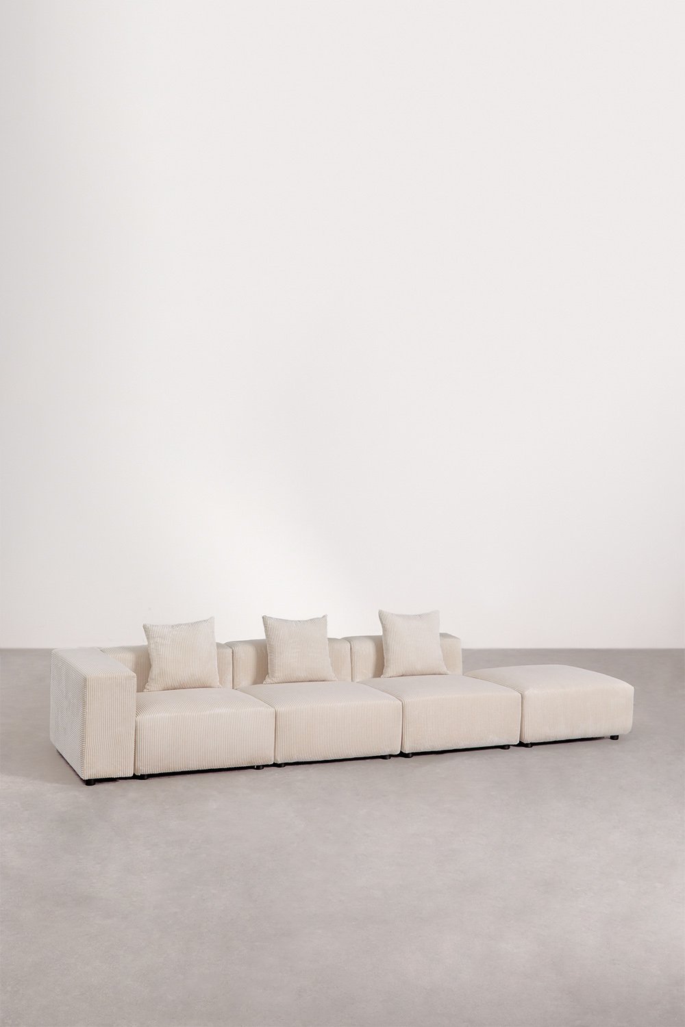 3-piece left corner modular sofa with high armrest and ottoman (↔︎370 cm) Bruna, gallery image 1