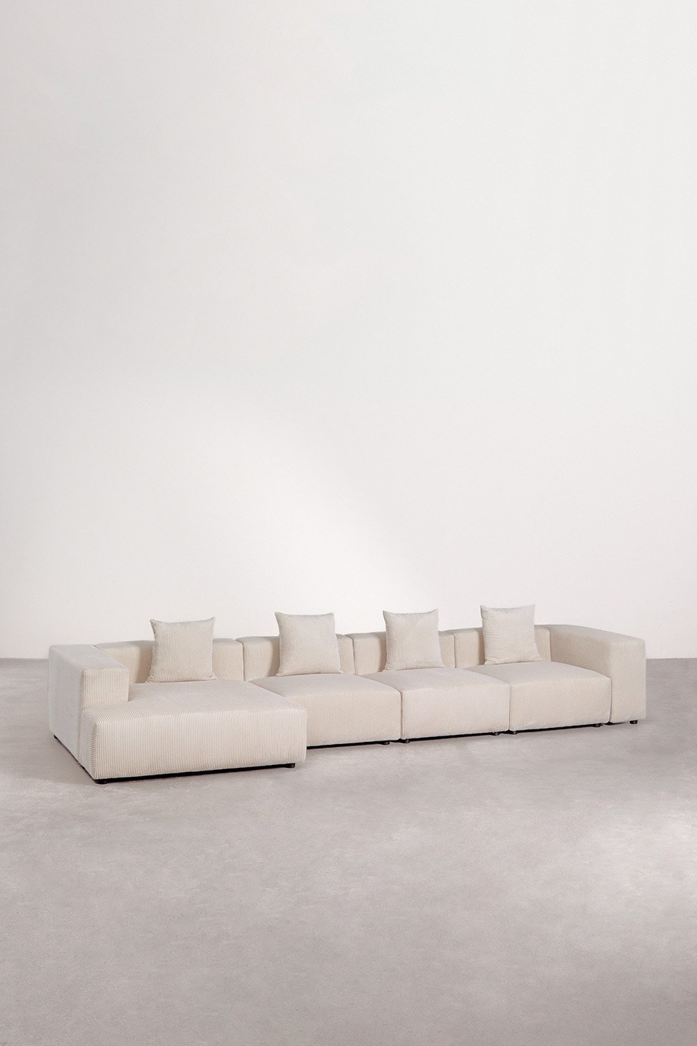 4-piece left chaise longue modular sofa (↔︎420 cm) with high armrest Bruna, gallery image 1