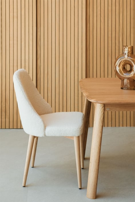 Leiden upholstered dining chair - Teddy Fabric White