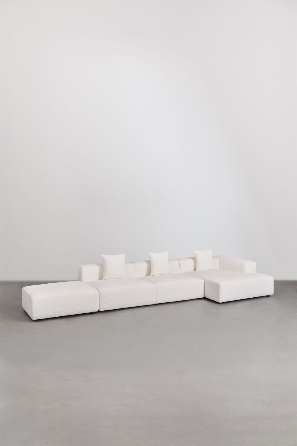 3-piece right corner chaise longue modular sofa with puff (↔︎450 cm) Bruna, gallery image 1