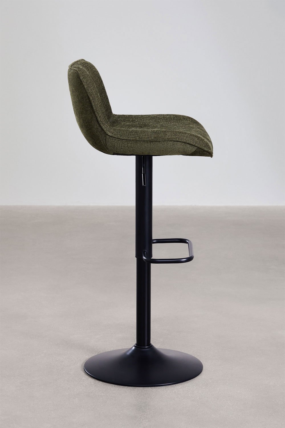 Pack of 4 adjustable high stools with metal backrest and Igarasi fabric, gallery image 4