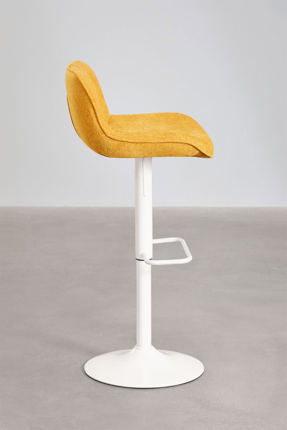 2-Pack adjustable high stools with backrest in curry yellow fabric and white legs Igarasi, gallery image 2