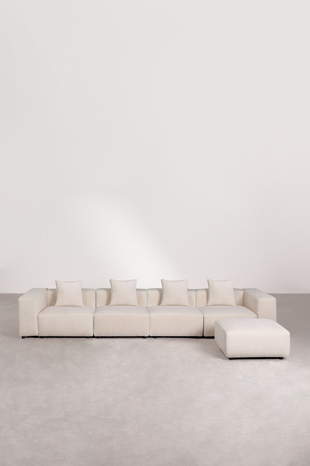 4-piece modular sofa with high armrest and pouf ↔︎400 cm Bruna, gallery image 3