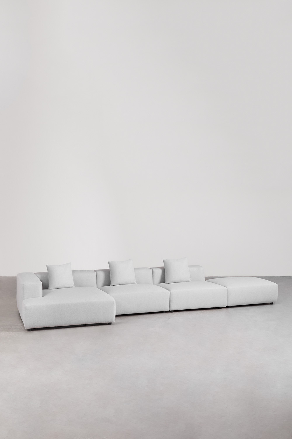 3-piece modular sofa left corner chaise longue with pouf (↔︎450 cm ...