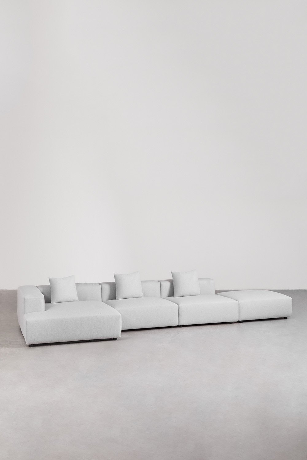 3-piece modular sofa left corner chaise longue with pouf (↔︎450 cm) Bruna, gallery image 1