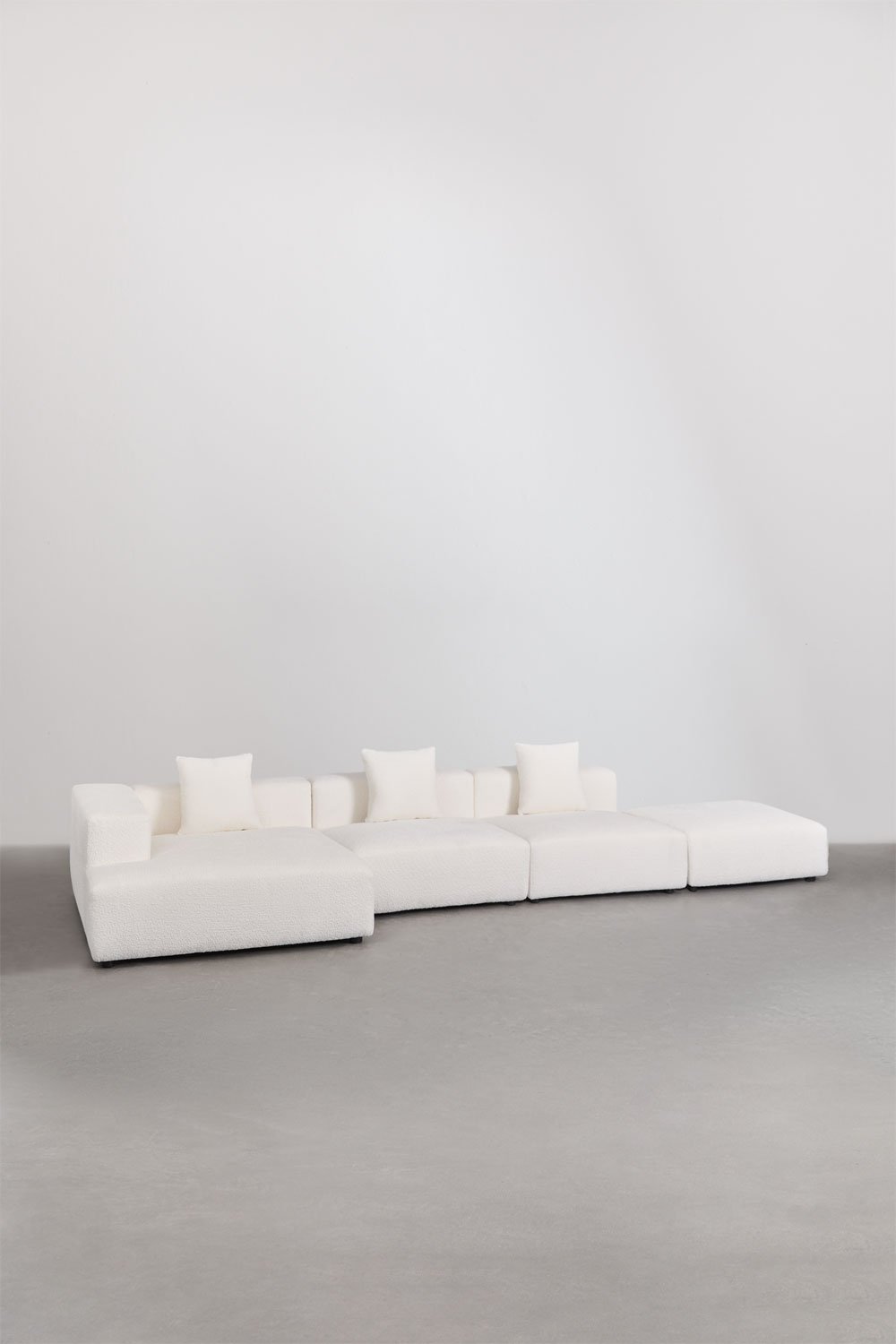 3-piece modular sofa left corner chaise longue with pouf (↔︎450 cm) Bruna, gallery image 1