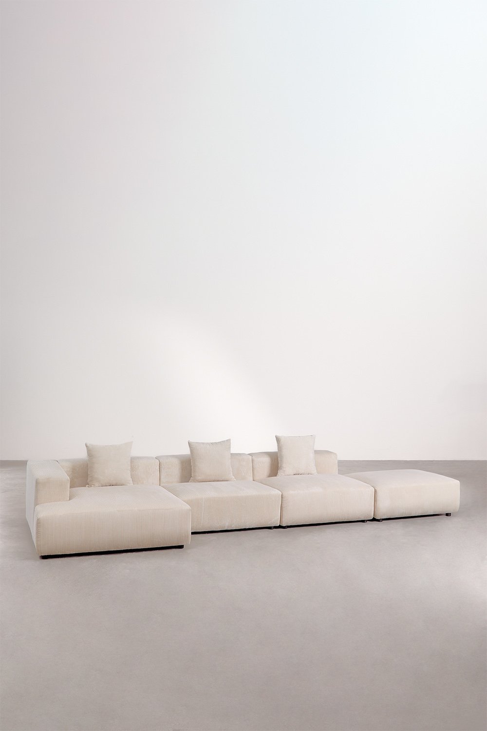 3-piece modular sofa left corner chaise longue with pouf (↔︎450 cm) Bruna, gallery image 1