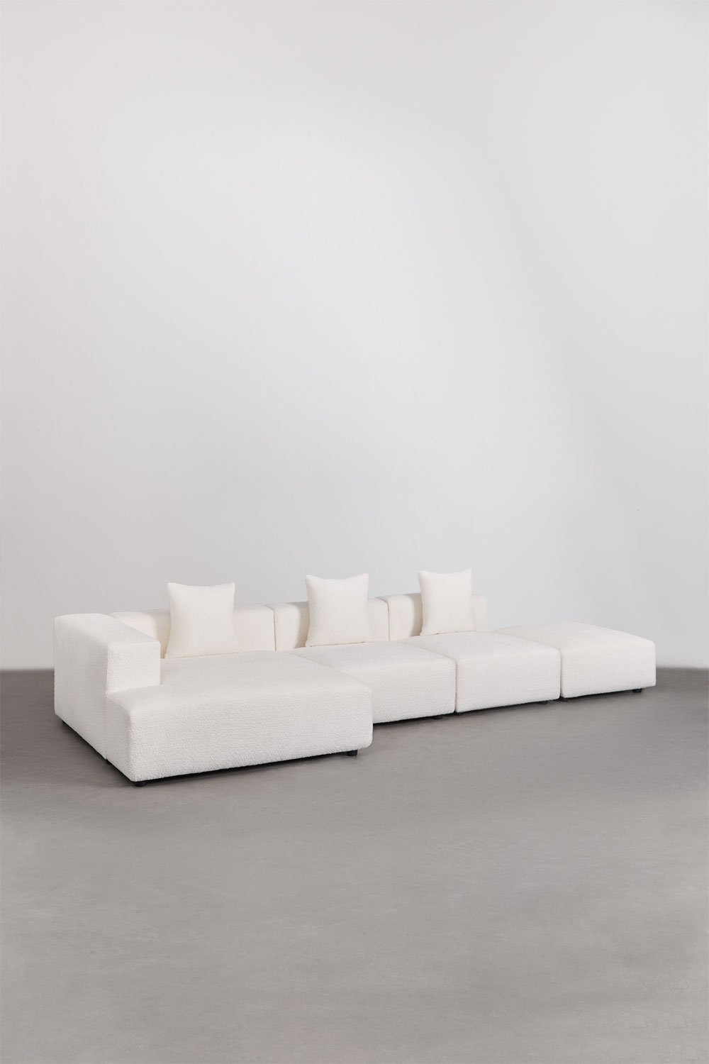 3-piece left corner chaise longue modular sofa with ottoman (↔︎390 cm) Bruna, gallery image 1