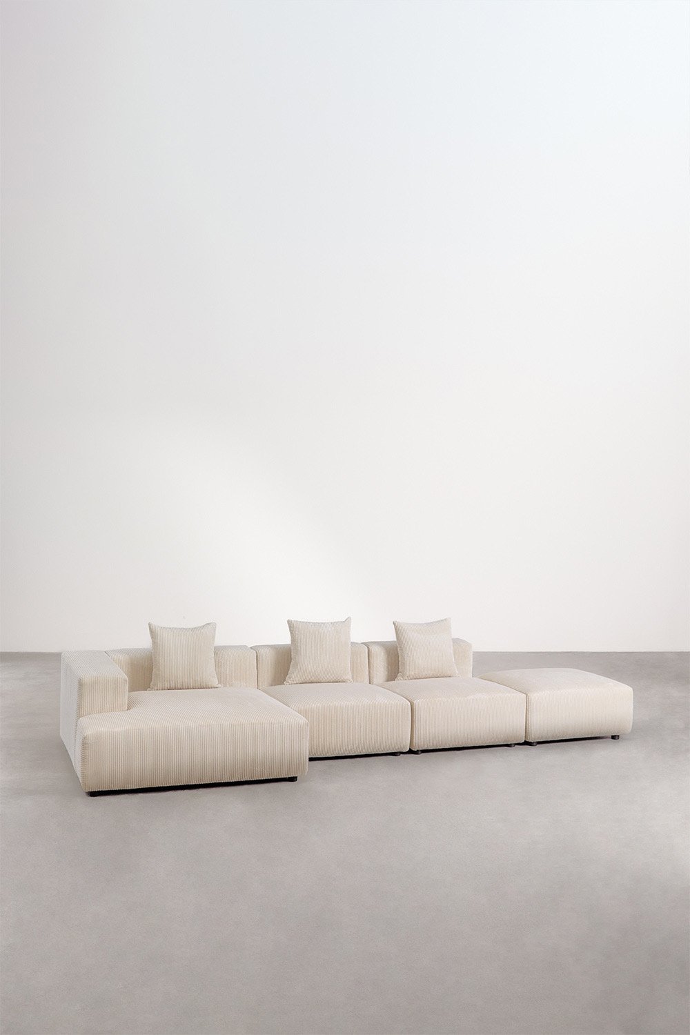 3-piece modular sofa left corner chaise longue with pouf (↔︎390 cm) Bruna, gallery image 1