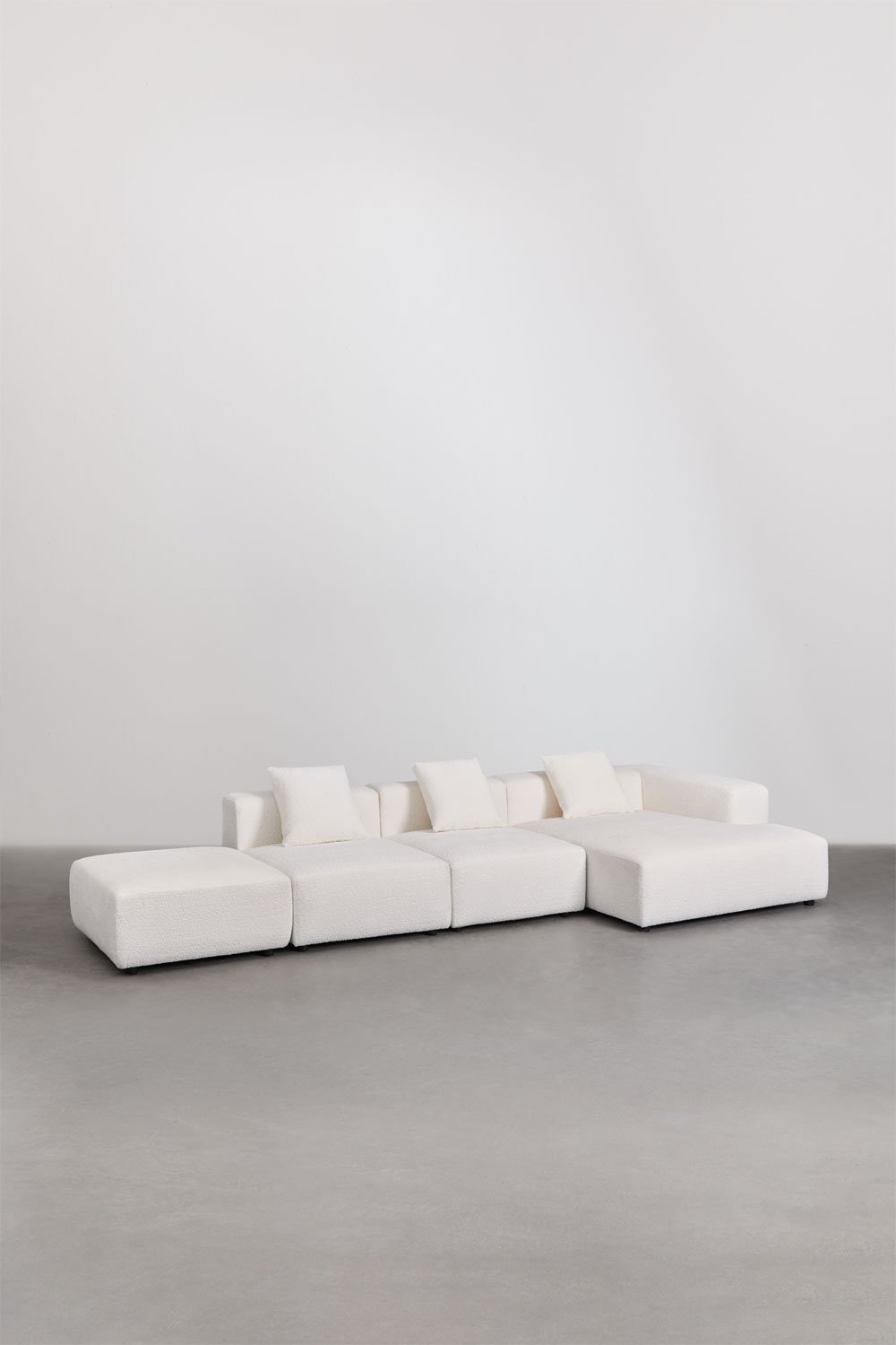 3-piece modular sofa with right-hand corner chaise longue and pouf (↔︎390 cm) Bruna, gallery image 1