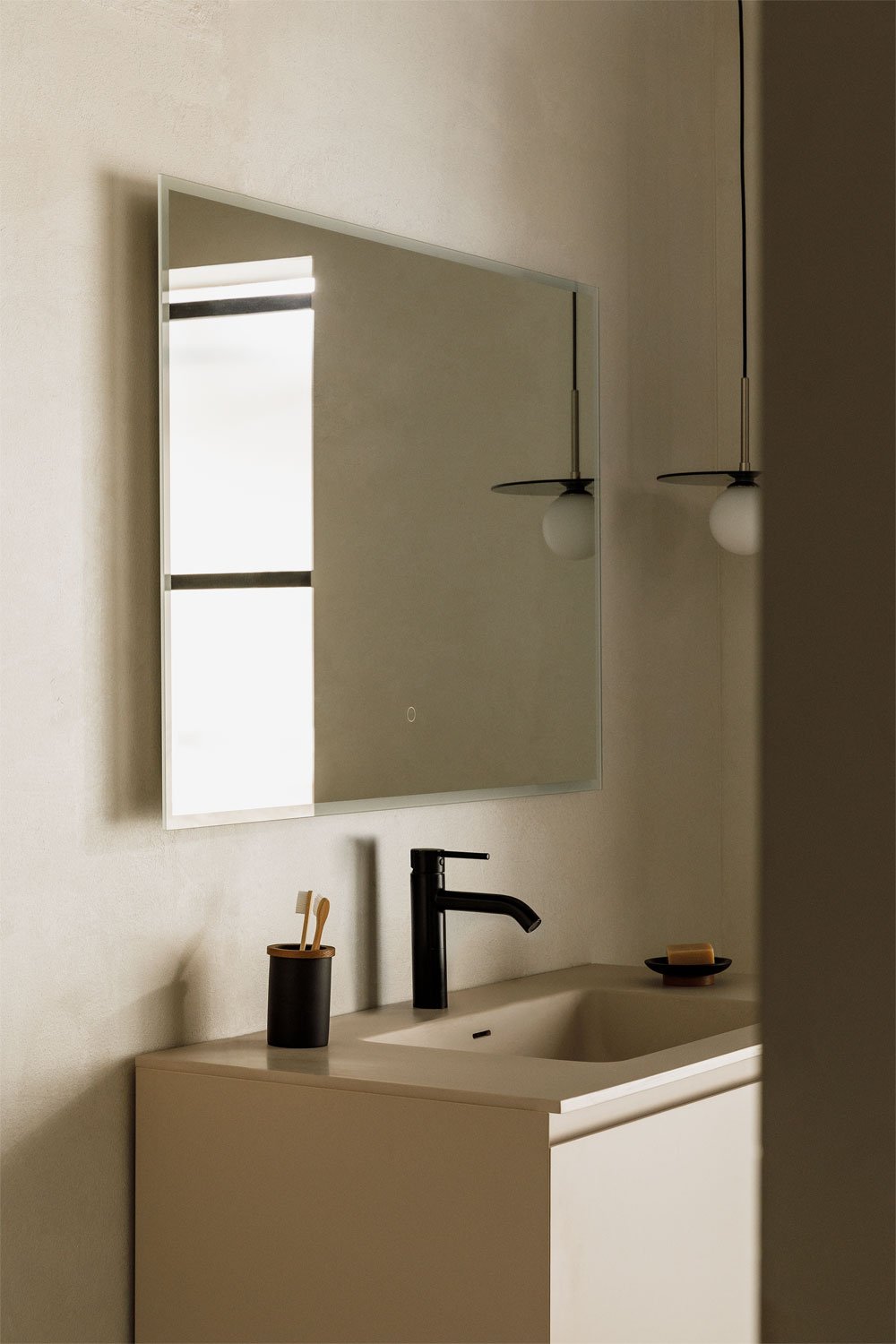 Tamsin Rectangular Bathroom Mirror with LED Light and Anti-Fog, gallery image 1